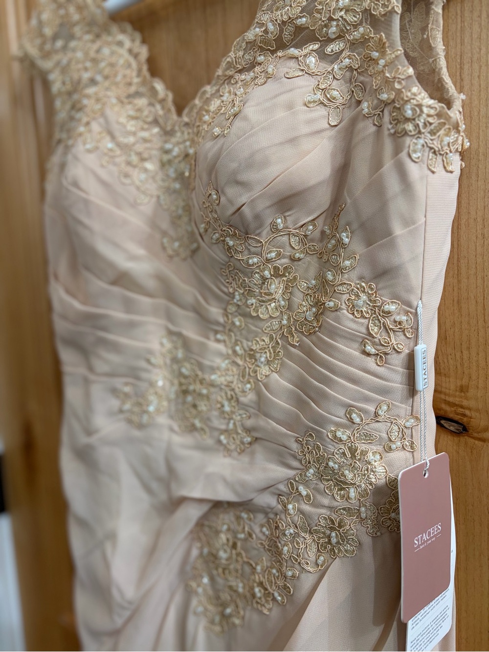 Stacees Champagne Embellished Dress